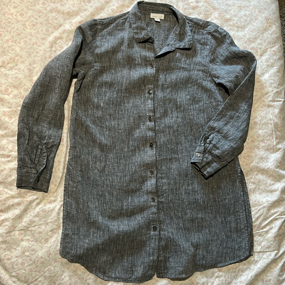 Blue/Gray J JILL Button Up linen tunic size small